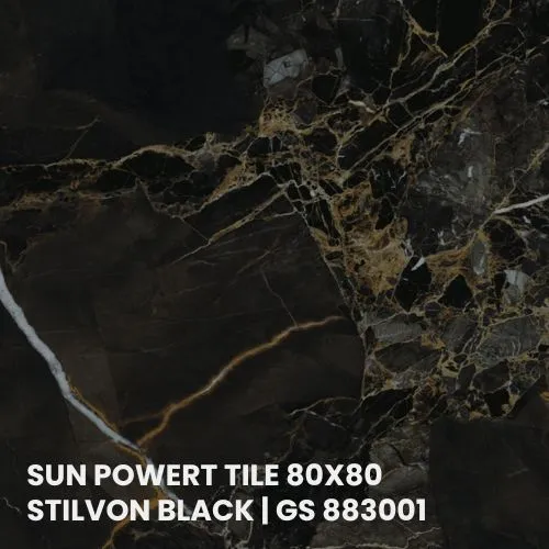 SUN POWERT TILE 80X80 - STILVON BLACK | GS 883001