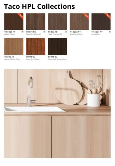 HPL Taco Motif kayu (Woodgrain)